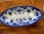 French Provincial David Johnston Versailles France Mid 19th Century Flow Blue Morning Glory Fish Platter With Insert For Sale - Image 3 of 12