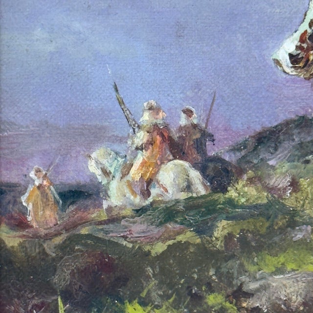 Late 19th Century Antique Arthur Lumley (1837–1912) Original Oil Painting “An Arab Advance” For Sale - Image 5 of 12