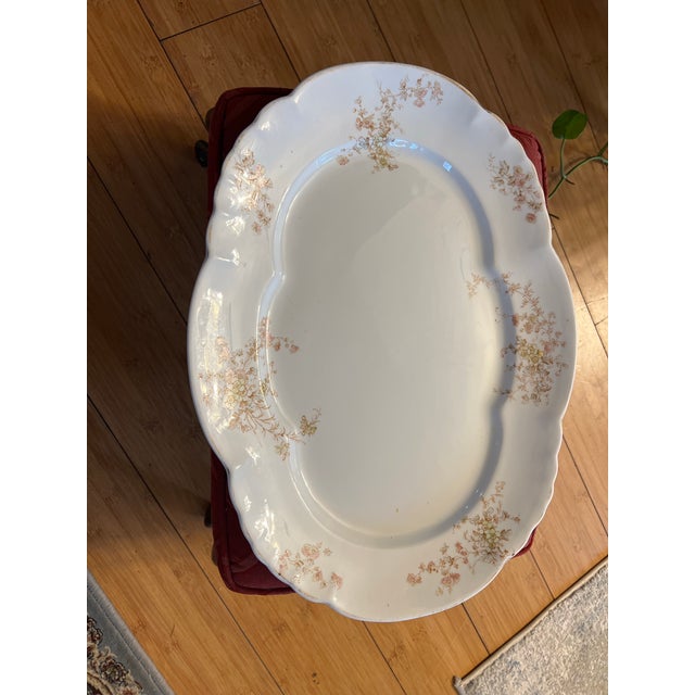 Mid-Century Modern Vintage Floral Ceramic Serving Tray For Sale - Image 3 of 9