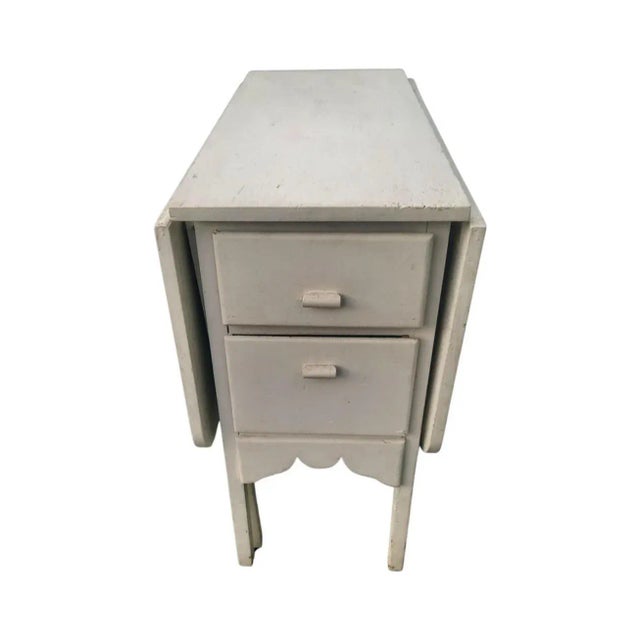 Antique White Very Antique 4-Drawer Drop Leaf Table, Circa 1920s For Sale - Image 8 of 11