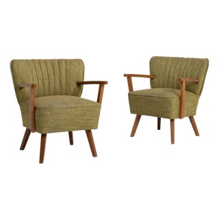 Pair of Mid-Century Modern Upholstered Armchairs, Antique, Denmark, 20th Century For Sale