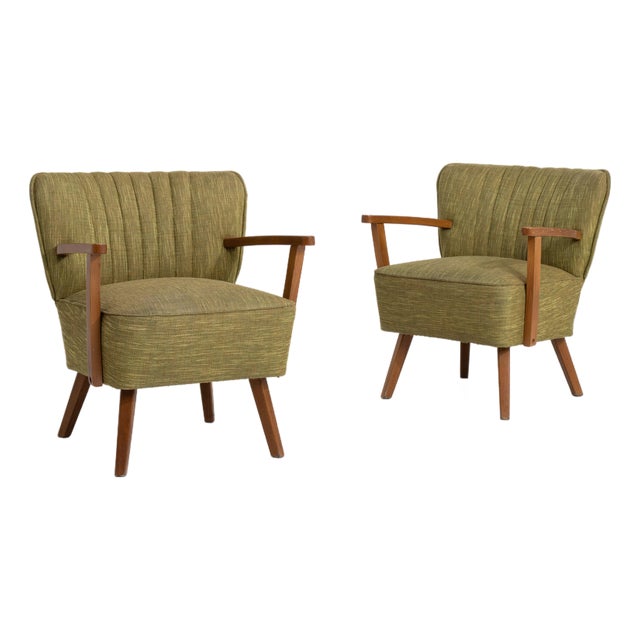Pair of Mid-Century Modern Upholstered Armchairs, Antique, Denmark, 20th Century For Sale