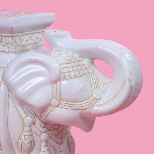 Chinoiserie Late 20th Century Single White Elephant Garden Seat For Sale - Image 3 of 5