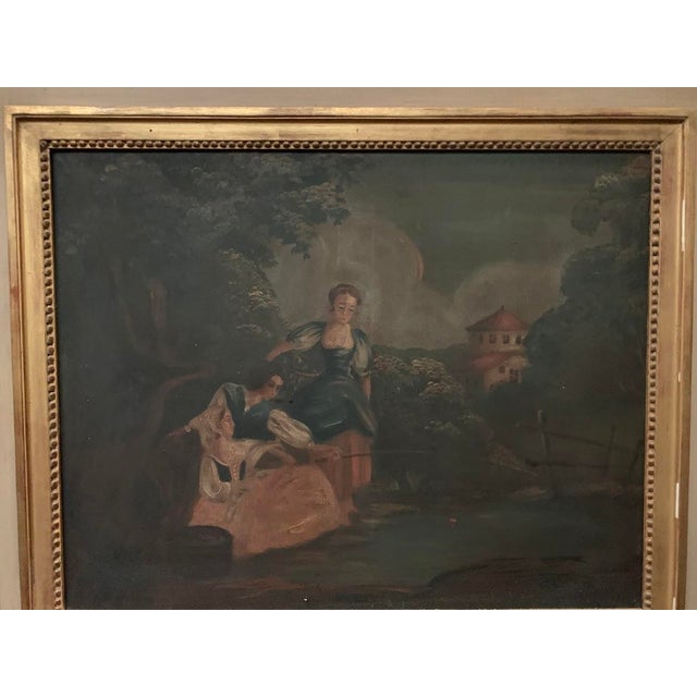 Louis XVI Style Trumeau Mirror in Patinated and Gilded Wood For Sale - Image 11 of 13