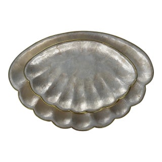 Mid 20th Century Natural Capiz Shell Appetizer Serving Tray Bowls - Set of 3 For Sale