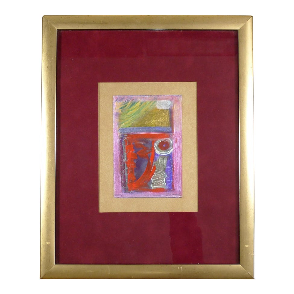 Late 20th C. Gestural Abstract Composition in Red, Violet and Gold ...