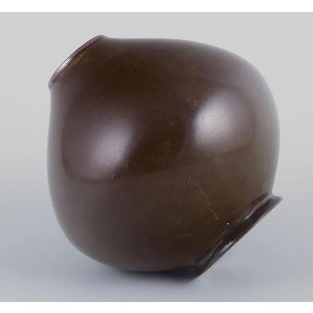 Axel Salto Aubergine Glazed Ceramic Vase by Axel Salto for Royal Copenhagen, 1930s-1940s For Sale - Image 4 of 7
