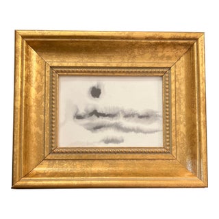 Contemporary Original Abstract Ink Painting Chunky Gold Frame For Sale