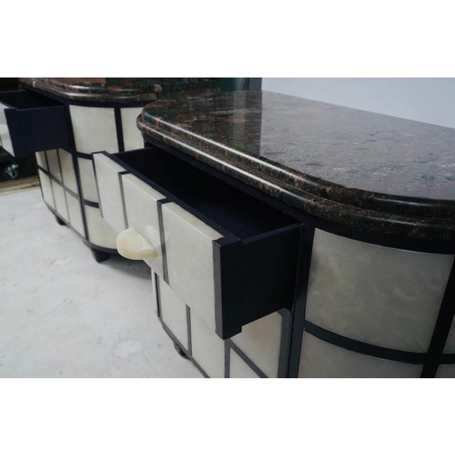 Late 20th Century Pair of Art Deco Revival Stone Top Nightstands From the Glorya Kaufman Collection, Attributed For Sale In Los Angeles - Image 6 of 9