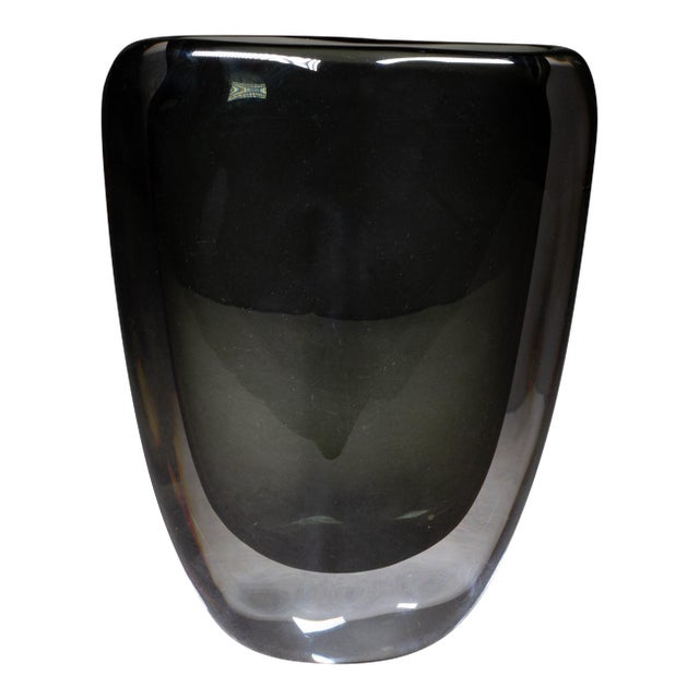 Nils Landberg for Orrefors Smoke Gray Glass "Sommerso" Vase c.1950-1960 For Sale