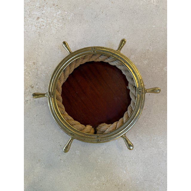 Textile Nautical Ship Wheel Brass and Rope Catchall, 1970s For Sale - Image 7 of 9