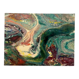 Richard Mann Abstract Acrylic Painting on Panel, 48" X 36", California, Circa 1980s For Sale