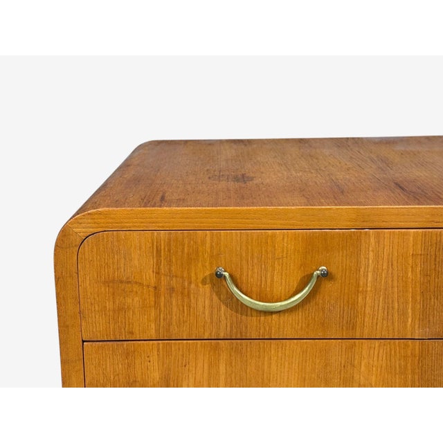 Swedish Modern, Chest of Drawers, Elm, Brass, Sweden, 1940s For Sale - Image 9 of 13