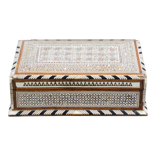 Moorish Handcrafted Middle Eastern Mosaic Inlaid Decorative Box For Sale