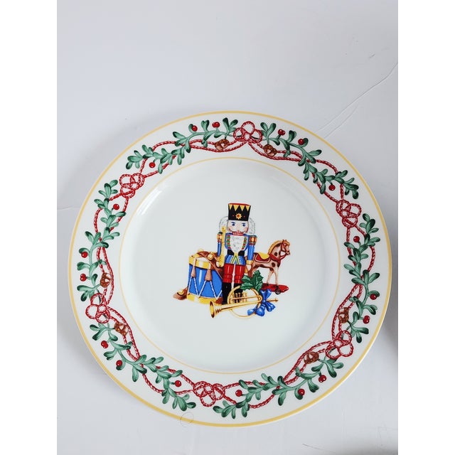 Green Vintage 1992 Block Spal Portugal " Whimsy Christmas" Desert Set For Sale - Image 8 of 12