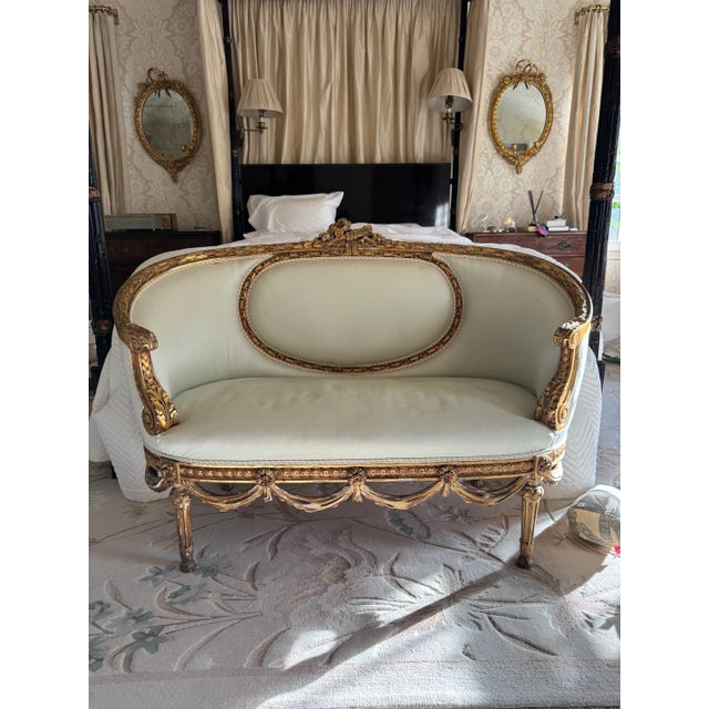 Wood Late 19th Century Antique French Loveseat Louis XV Style For Sale - Image 7 of 13