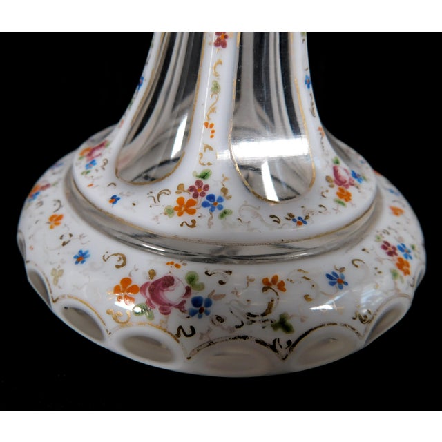 1930s White Floral Cut to Clear Perfume Bottle For Sale - Image 4 of 6