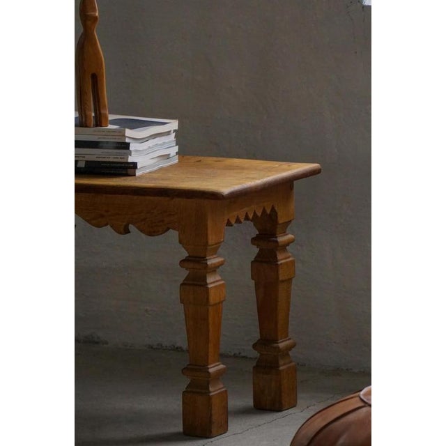 Wood Mid-Century Carved Oak Bench, 1979 For Sale - Image 7 of 18