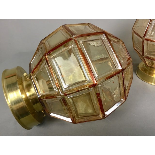 German Facetted Glass Ceiling Lamps, 1950s, Set of 2 For Sale - Image 4 of 10