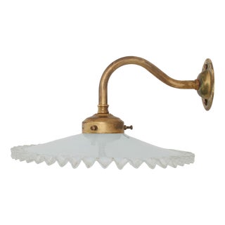 Vintage French Coolie Milk Glass Kitchen Task Wall Light, 1920s For Sale
