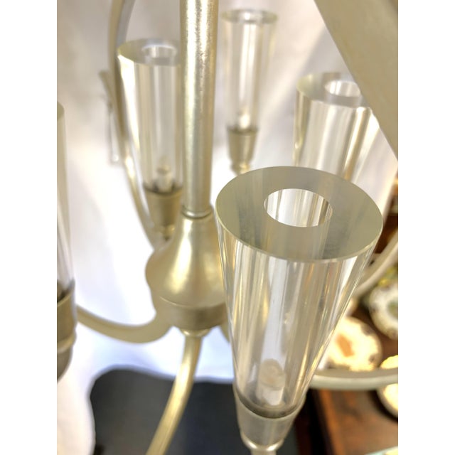 Early 21st Century Artcraft 'Madison' 8-Light Chandelier With Silver Leaf Finish and Lucite Shades For Sale - Image 5 of 17