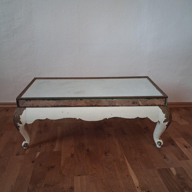 Antique Baroque Style Side or Coffee Table with Mirrored Top, 1890s, in Good conditions. Designed 1890 to 1919