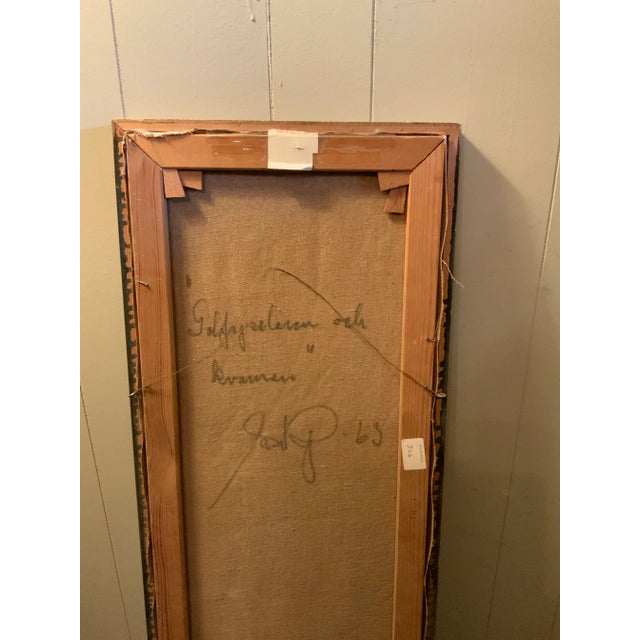 Paint Framed Swedish Golfer With Windmill Painting For Sale - Image 7 of 10