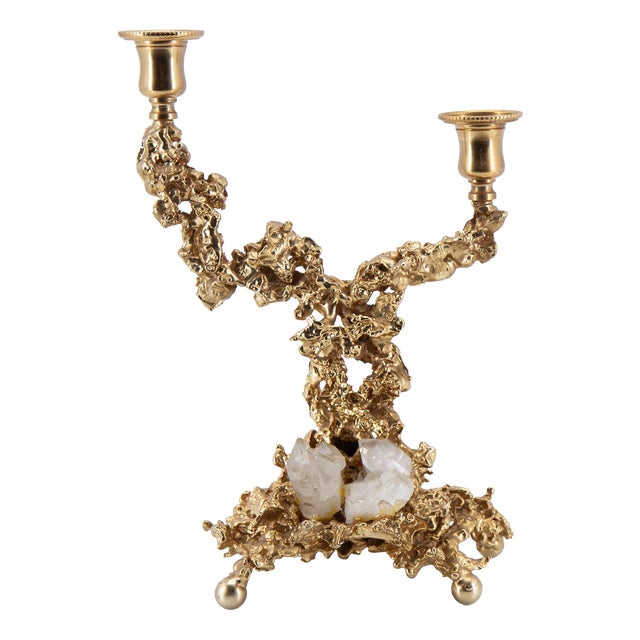 Gilded Bronze Candelabra by Claude Victor Boeltz, 1970s For Sale