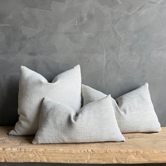 Belgian Otis Linen Lumbar Pillow in Snow 12 X 20 Inch With Insert For Sale - Image 4 of 6