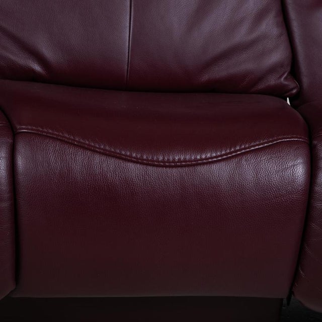 Red Trapez Leather Three-Seater Red Manual Function Himolla Sofa For Sale - Image 8 of 17