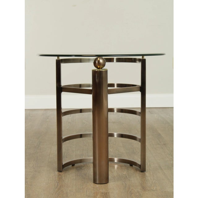 DIA - Design Institute America Design Institute of America Brushed Steel Round Glass Top Side Table For Sale - Image 4 of 13
