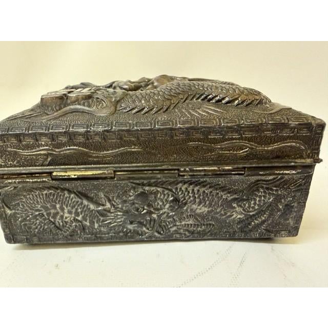 Antique Japanese High-Relief Dragon Metal Trinket Box, Circa 1920 For Sale - Image 12 of 18
