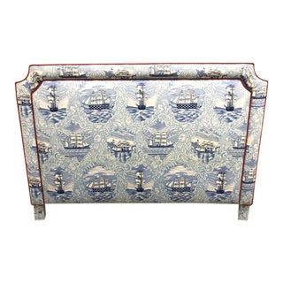 Brunschwig & Fils 'Sailors Yarns' Clean Upholstered King Headboard For Sale