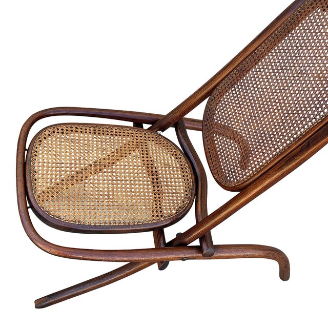 Wood Vienna Secession Bent Oak & Cane Foling Chair No. 01 Attributed to Thonet For Sale - Image 7 of 7