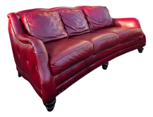 Hancock & Moore Sundance Burgundy Leather Sofa With Nailhead Trim and Turned Bun Feet