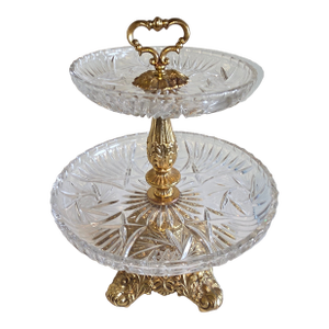 Tiered Crystal Tazza With Gilt Metal Stand