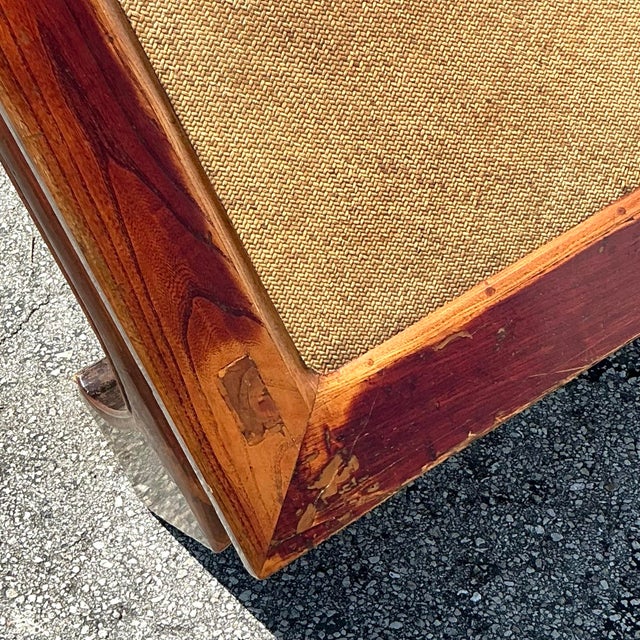 Vintage Asian Elm Seagrass Ming Coffee Table For Sale - Image 4 of 10