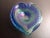 Ink Blue Vintage Heart Shaped Blue & Green Art Glass Swirl Pattern Ashtray For Sale - Image 8 of 8