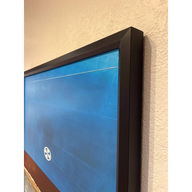Abstract Rothko Series 2: 15-3-3 by Dan Kaufman | Archival Photo Print on Canvas Abstract blue and brown shapes. For Sale - Image 3 of 5