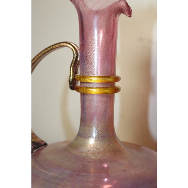 Original Hand Blown Michael J. Schunke Nine Iron Studios Art Glass Vase Ewer For Sale - Image 10 of 12