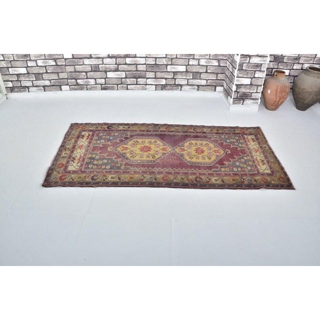 1960s Handmade wool and cotton rug in Turkish Anatolian Small Rug, Vintage Doormat Rug, Turkish Decorative Rug, Handmade...