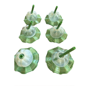 Vintage Mid-Century Modern Smoking Cocktail Glasses w/ Glass Straws Jade Ashtray Base - Set of 6