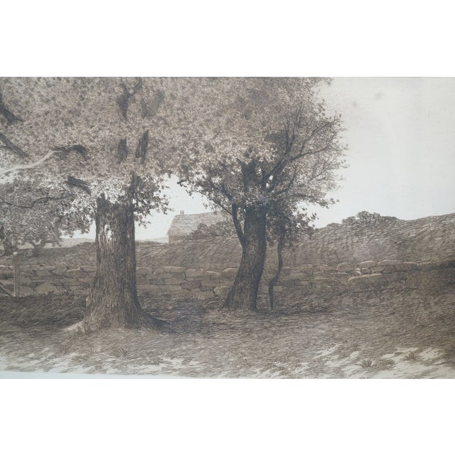 Antique Ernest Christian Rost Signed Dirt Road Farmhouse Cottage Etching 28" For Sale - Image 13 of 14