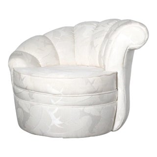 Kagan Style Channel Back Nautilus Swivel Chair For Sale