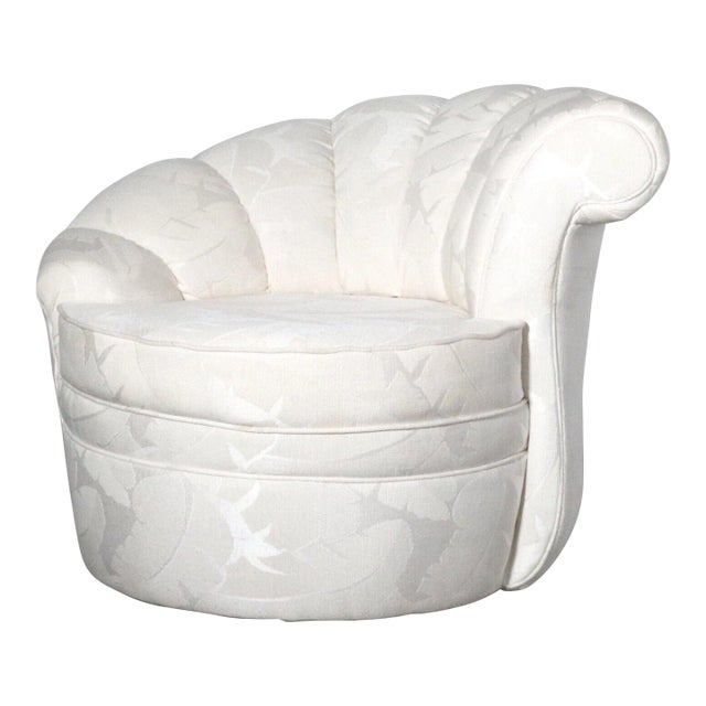 Kagan Style Channel Back Nautilus Swivel Chair For Sale