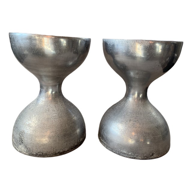 Pair of Vintage Attributed to Arthur Court Hourglass Stools For Sale