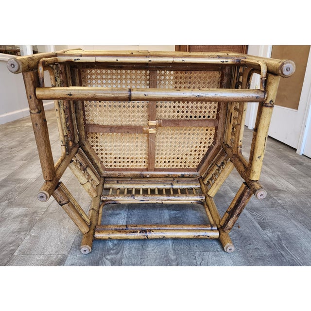 1970s Vintage Brighton Pavilion Burnt Bamboo & Rattan Armchair For Sale - Image 16 of 16
