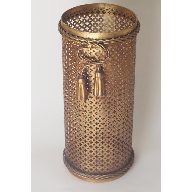 Metal Hollywood Regency Golden Umbrella Stand by Li Puma Firenze, Italy, 1950s For Sale - Image 7 of 9