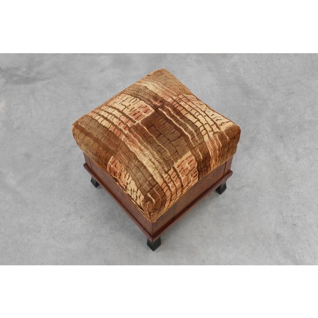Art Deco Walnut Stools with Velvet Upholstery, Italy, 1920s, Set of 2 For Sale - Image 9 of 13