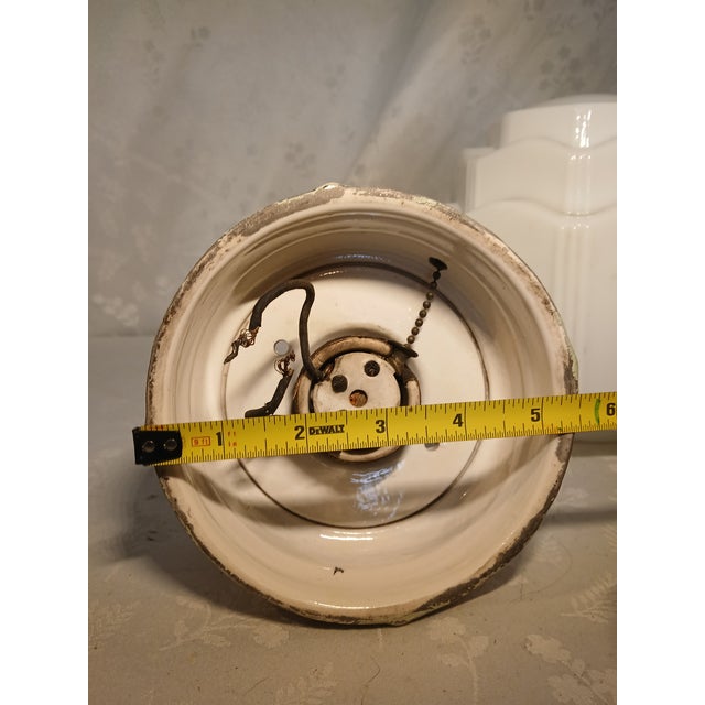 1930s Art Deco Milk Glass Skyscraper "Wedding Cake" Flush Mount Ceiling Light For Sale In Philadelphia - Image 6 of 10